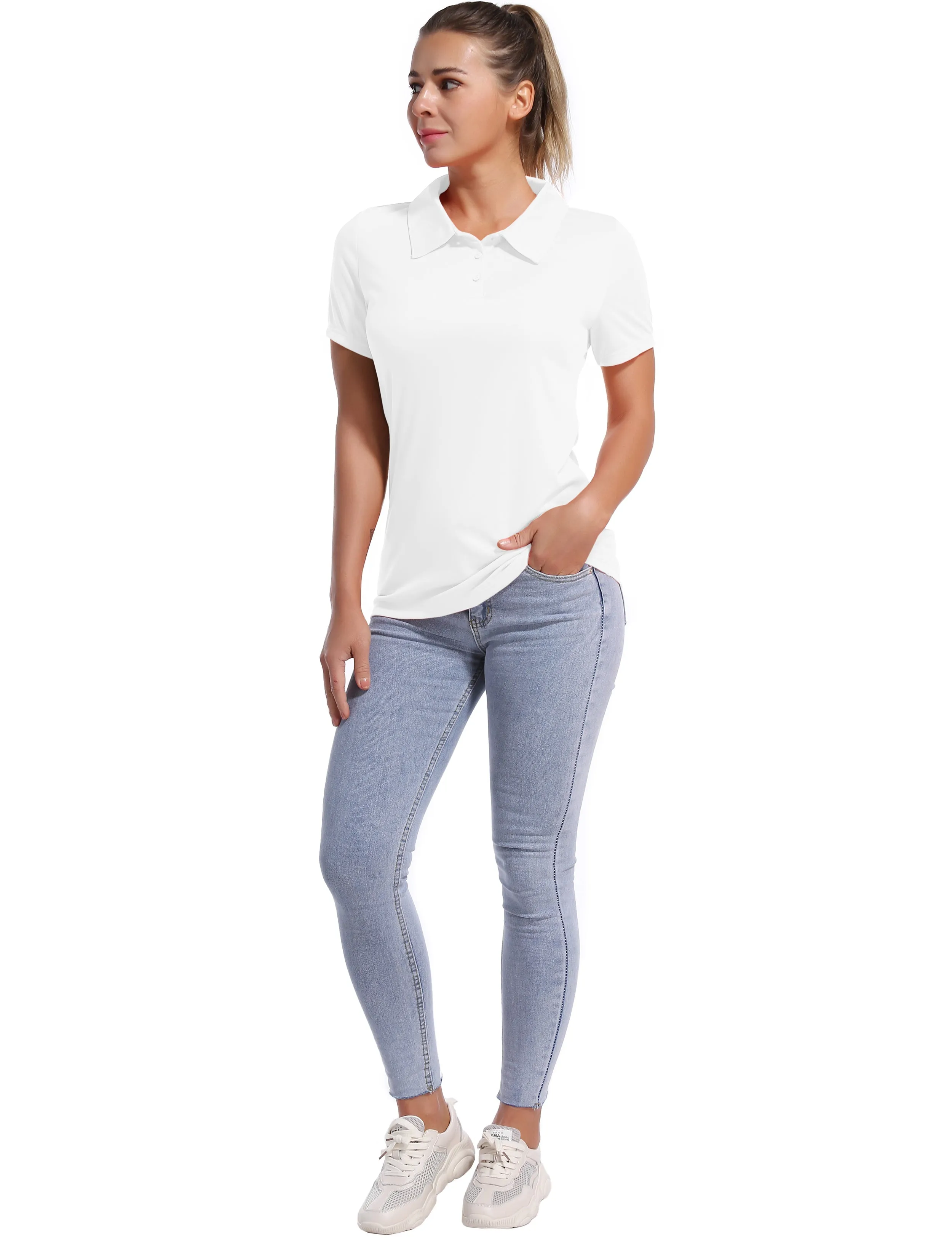 Short Sleeve Slim Fit Polo Shirt white ins_Jogging