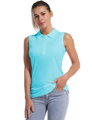 Sleeveless Slim Fit Polo Shirt blue_Gym