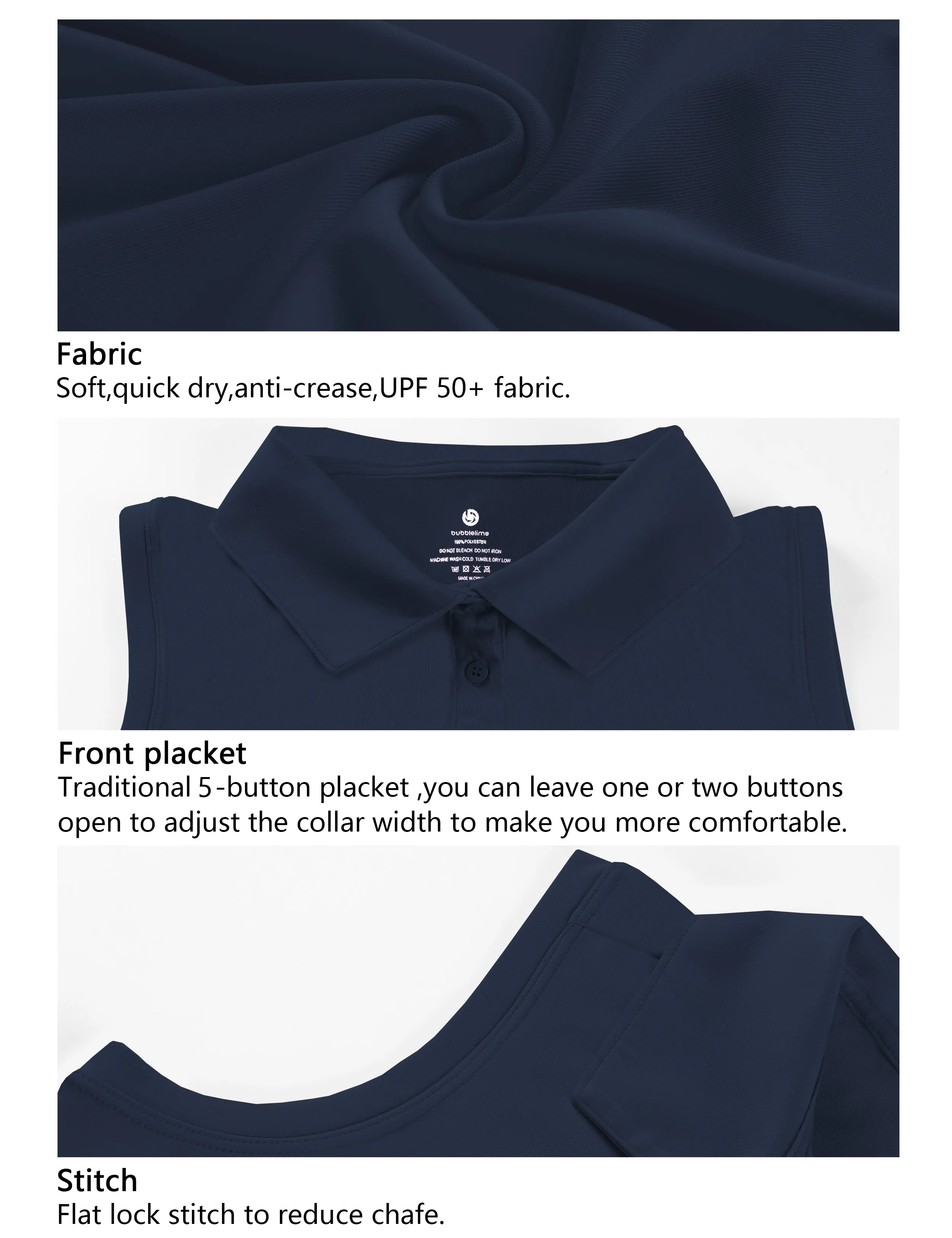 Sleeveless Slim Fit Polo Shirt darknavy_Biking