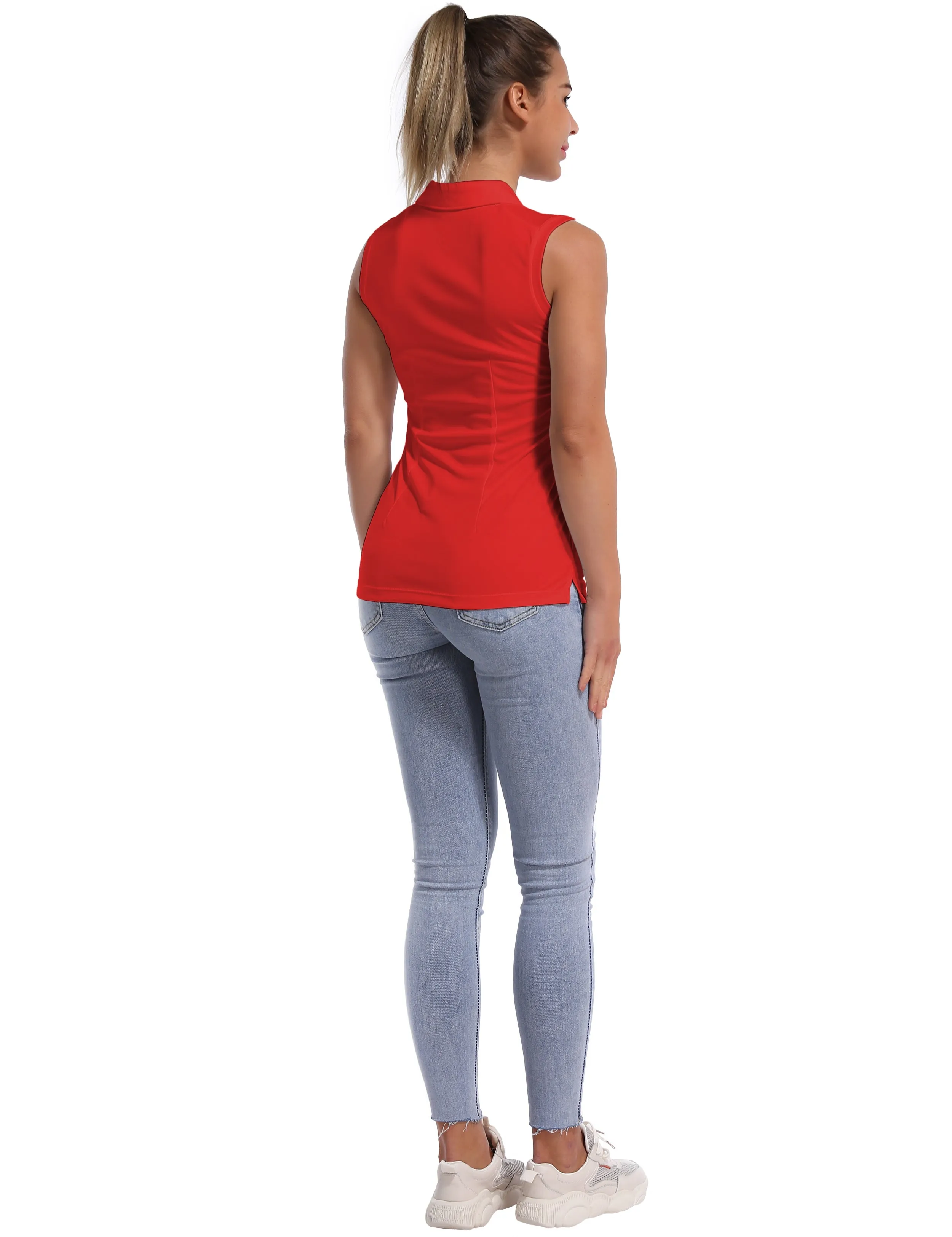 Sleeveless Slim Fit Polo Shirt red_Jogging