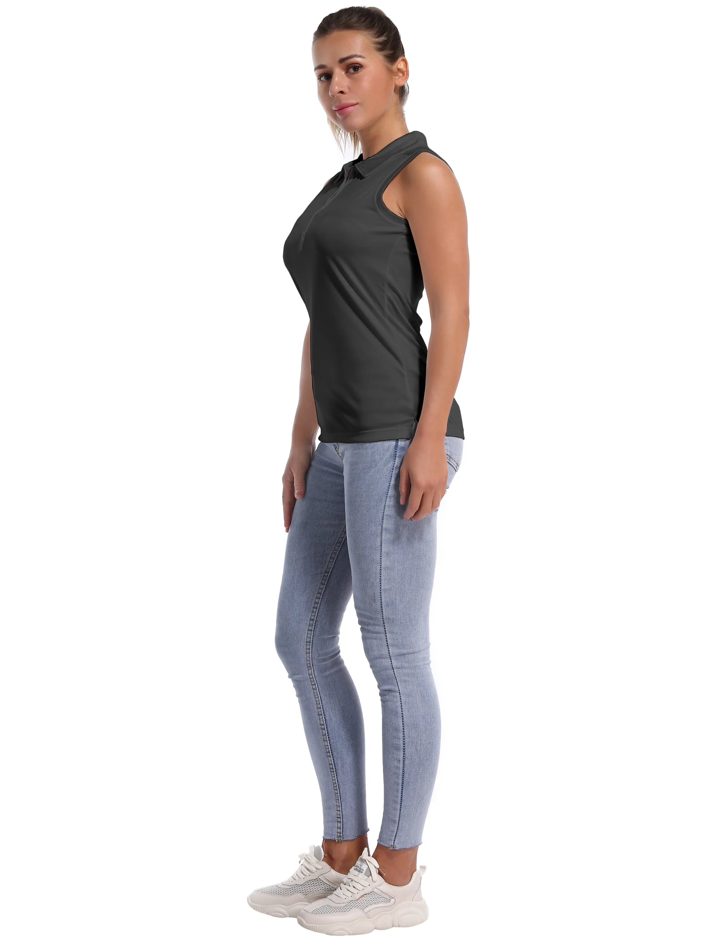 Sleeveless Slim Fit Polo Shirt shadowcharcoal_Running