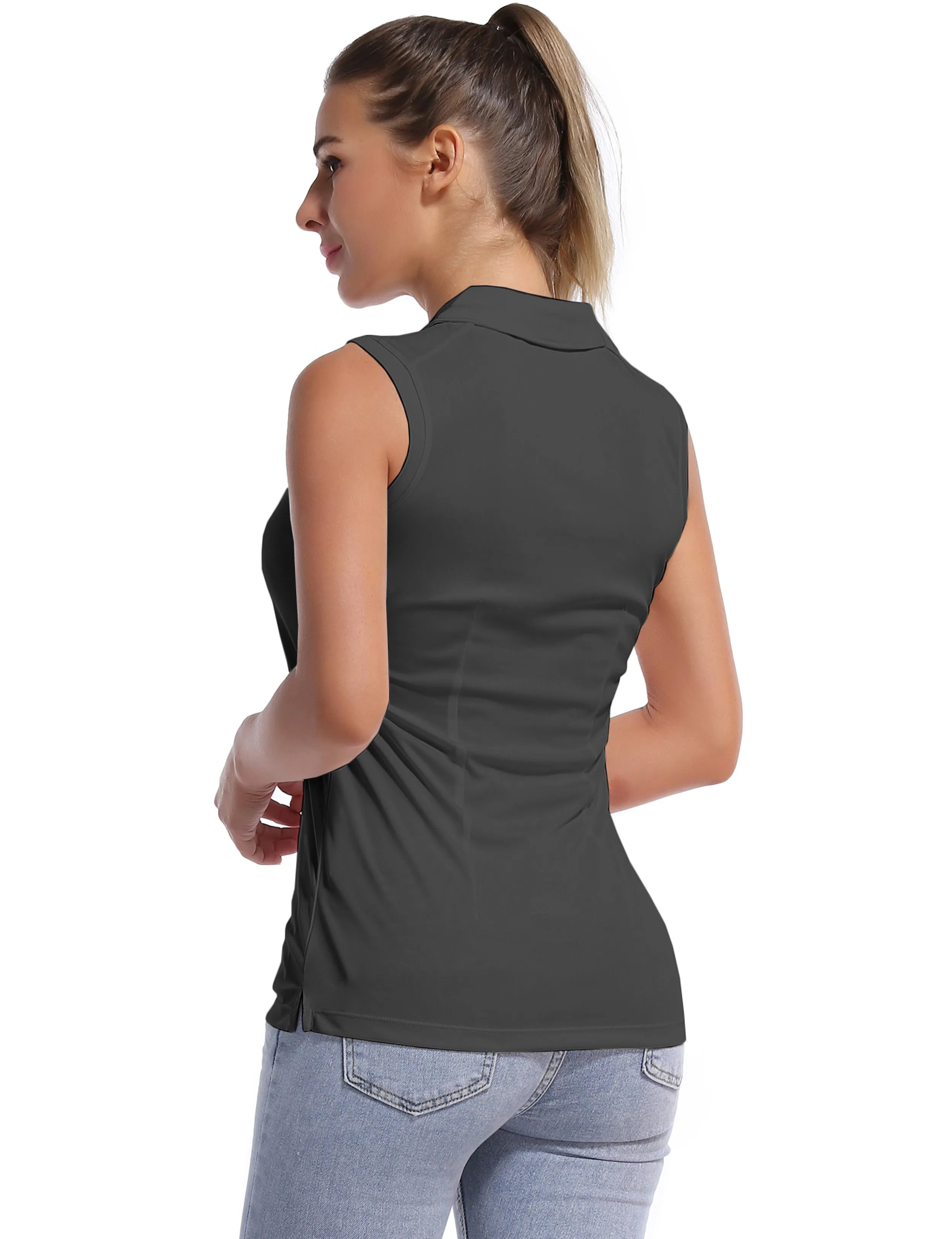 Sleeveless Slim Fit Polo Shirt shadowcharcoal_Running