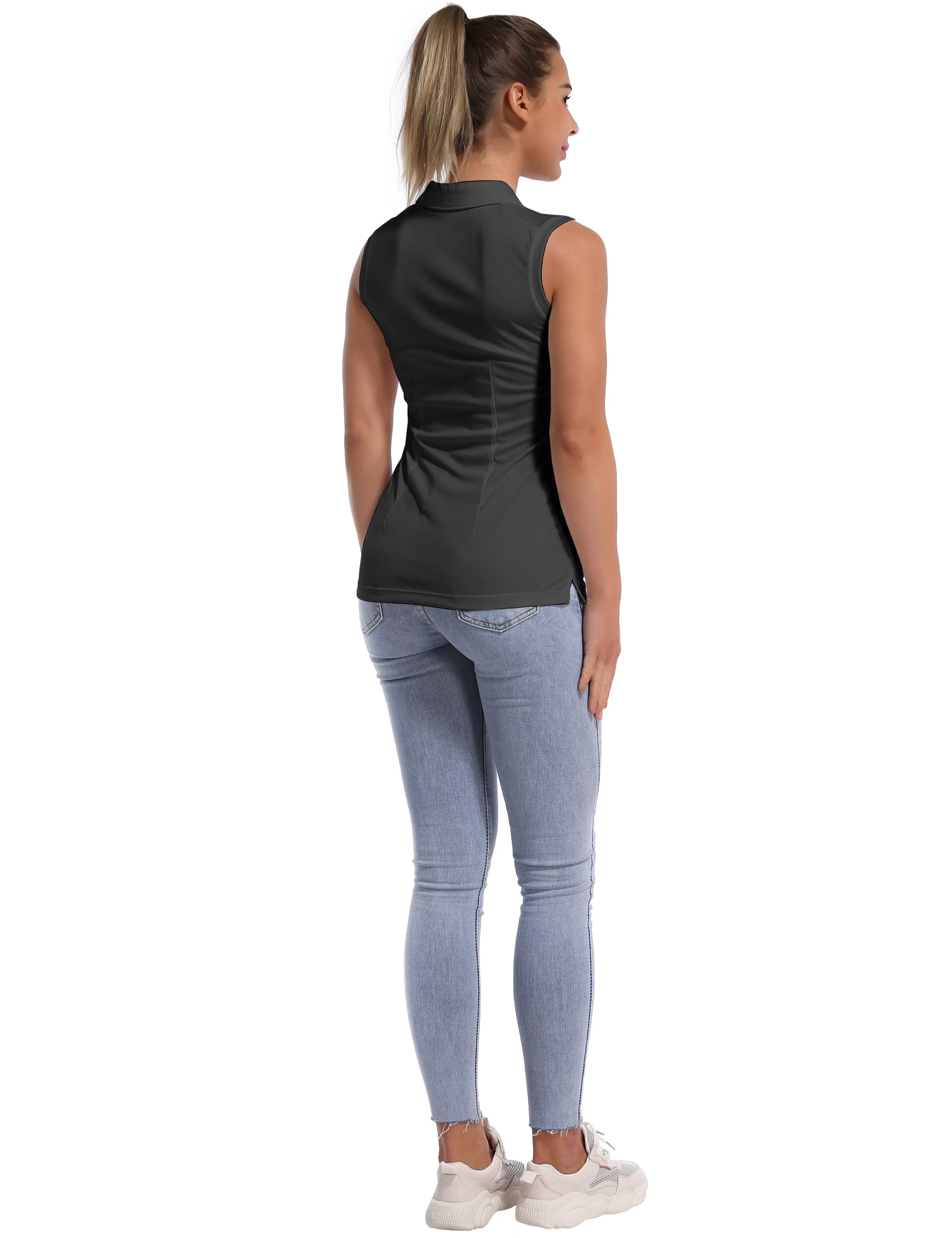 Sleeveless Slim Fit Polo Shirt shadowcharcoal_Running