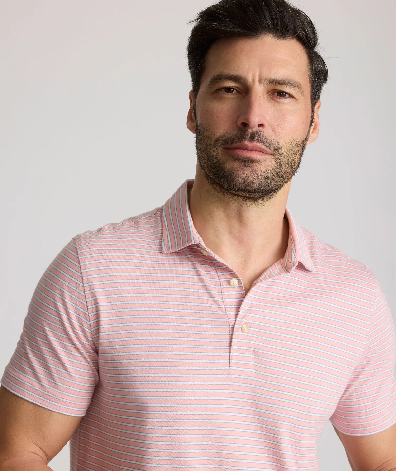Striped Jersey Performance Polo