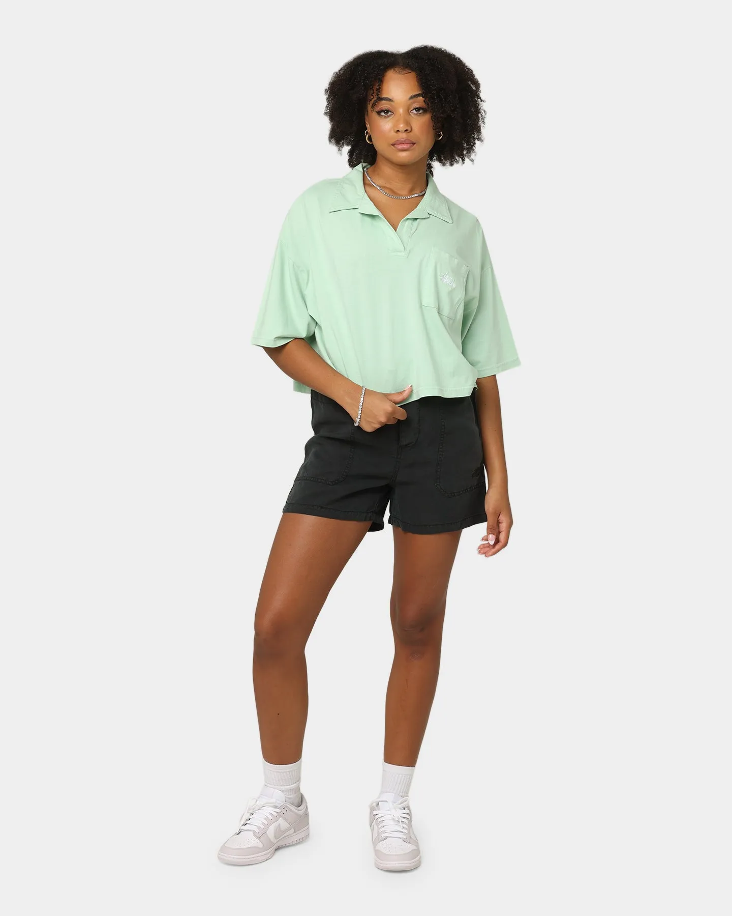 Stussy Women's Woodland Rugby Short Sleeve T-Shirt Sage
