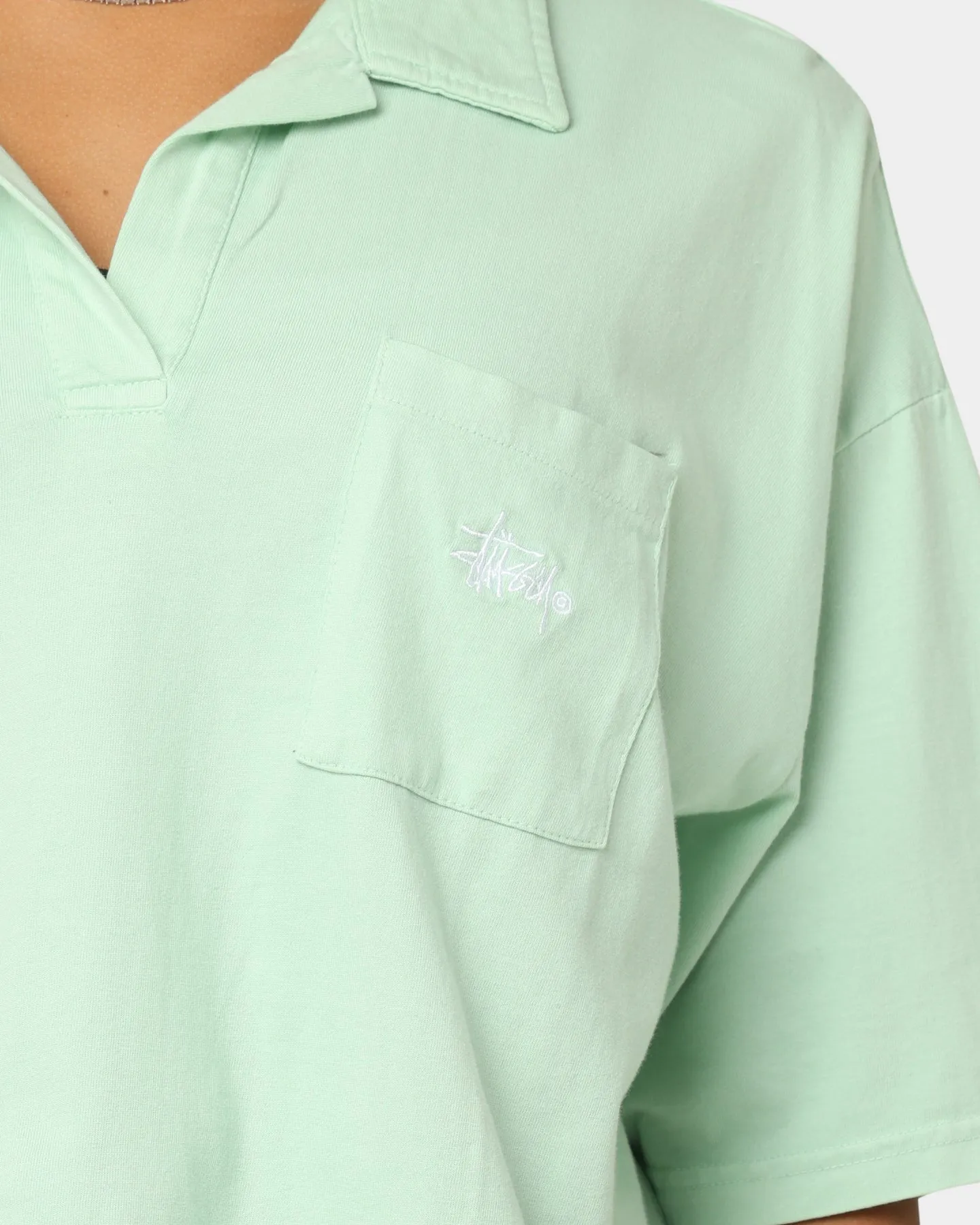 Stussy Women's Woodland Rugby Short Sleeve T-Shirt Sage