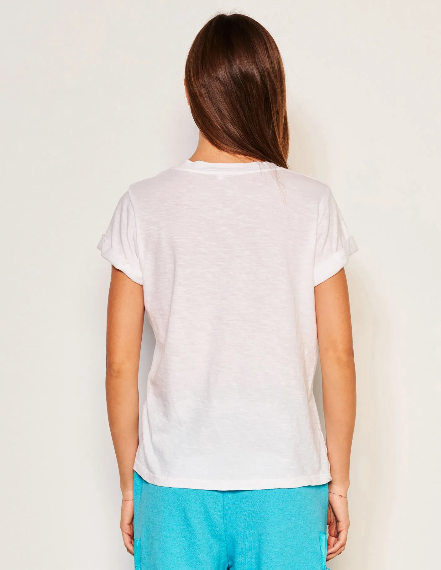Sundry Je T'aime Rolled Sleeve Tee in Dew Blue
