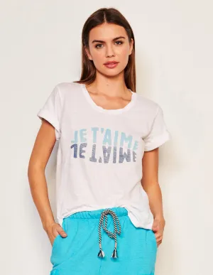 Sundry Je T'aime Rolled Sleeve Tee in Dew Blue