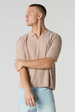 Textured Knit Polo Top