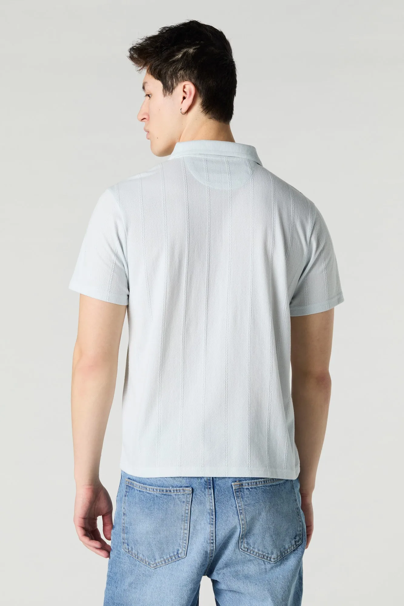 Textured Zip Polo Top