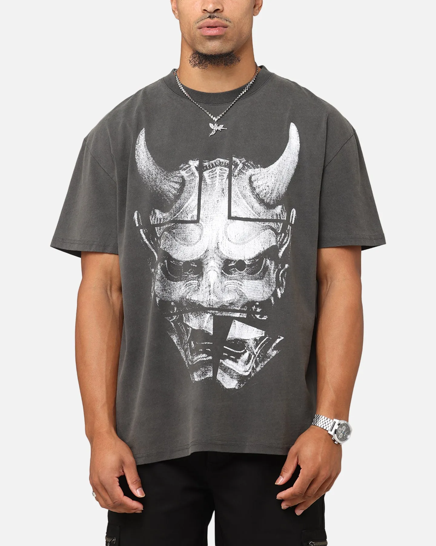 The Anti Order Oni Mask Boxy T-Shirt Black Wash