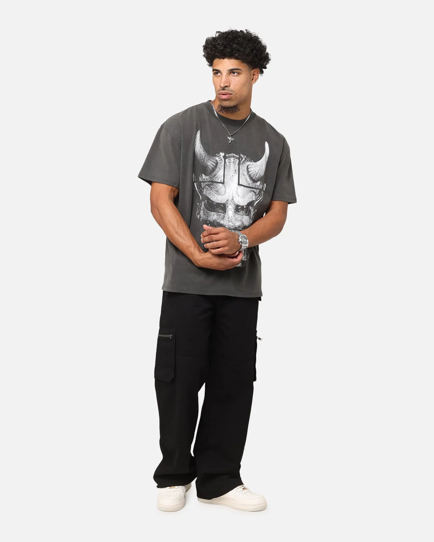 The Anti Order Oni Mask Boxy T-Shirt Black Wash