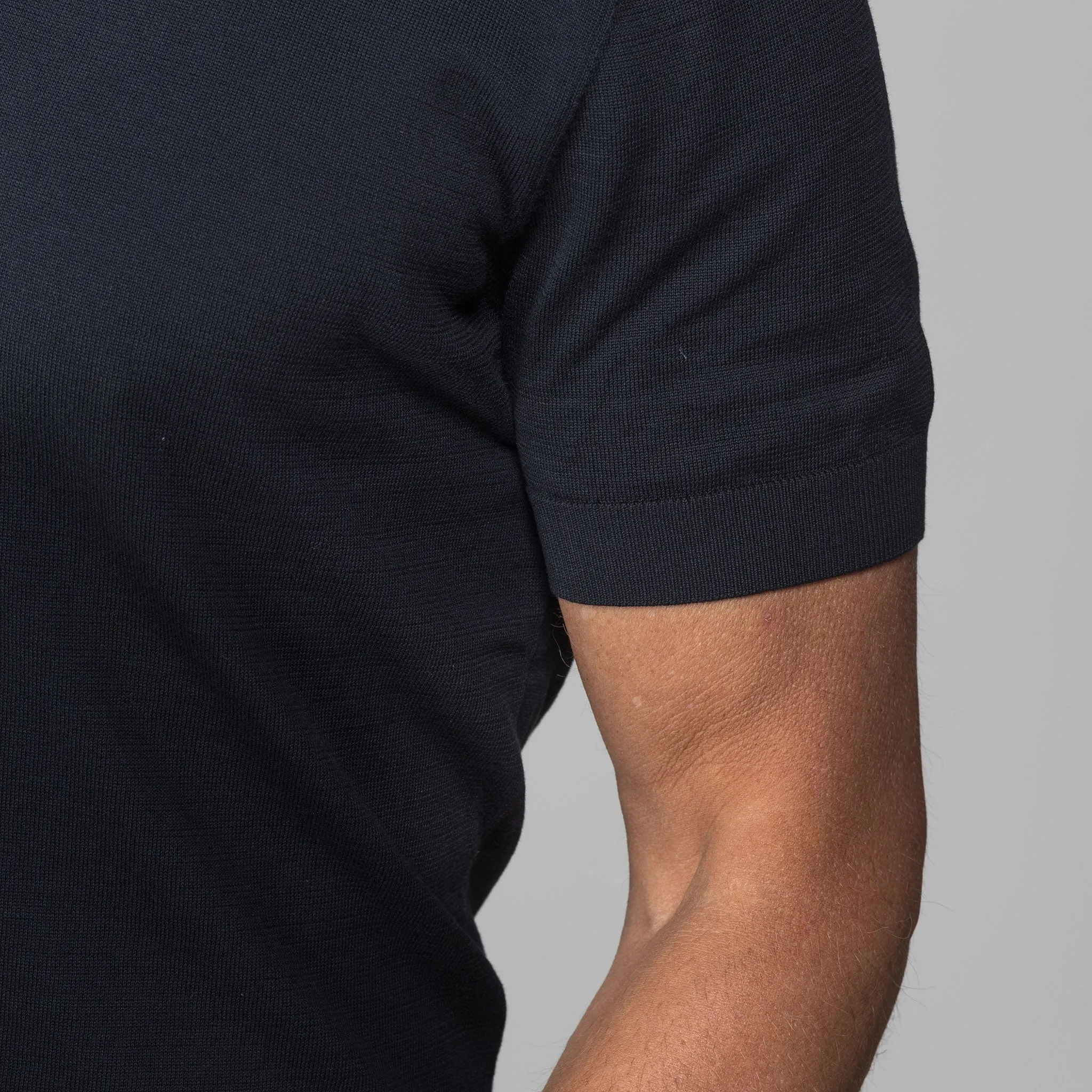 The Maranello Cotton & Silk Buttonless Polo Black - Tailored Fit