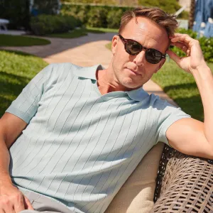 The Maranello Vintage Stripe Polo Light Blue - Tailored Fit
