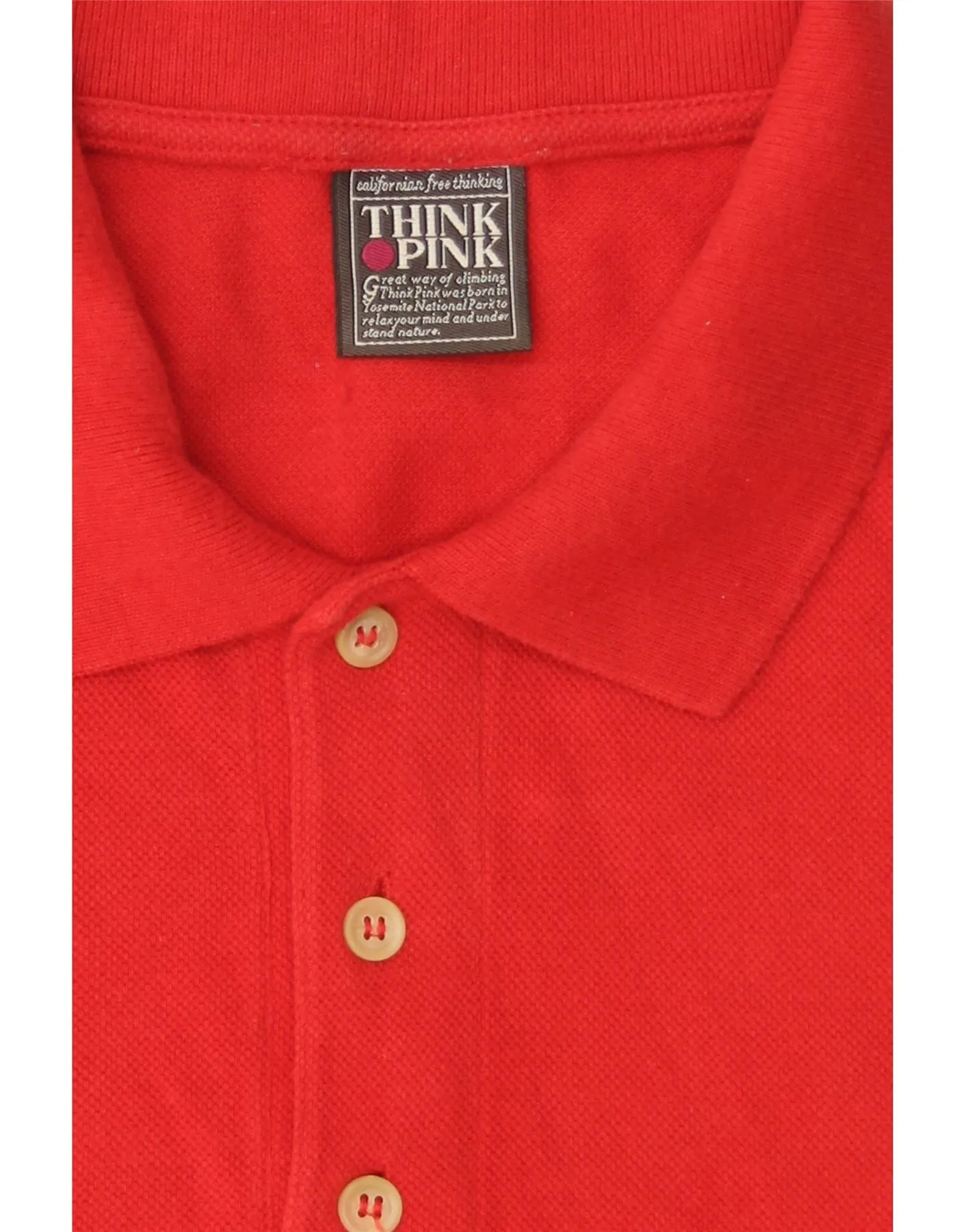 THINK PINK Mens Polo Shirt Large Red Cotton