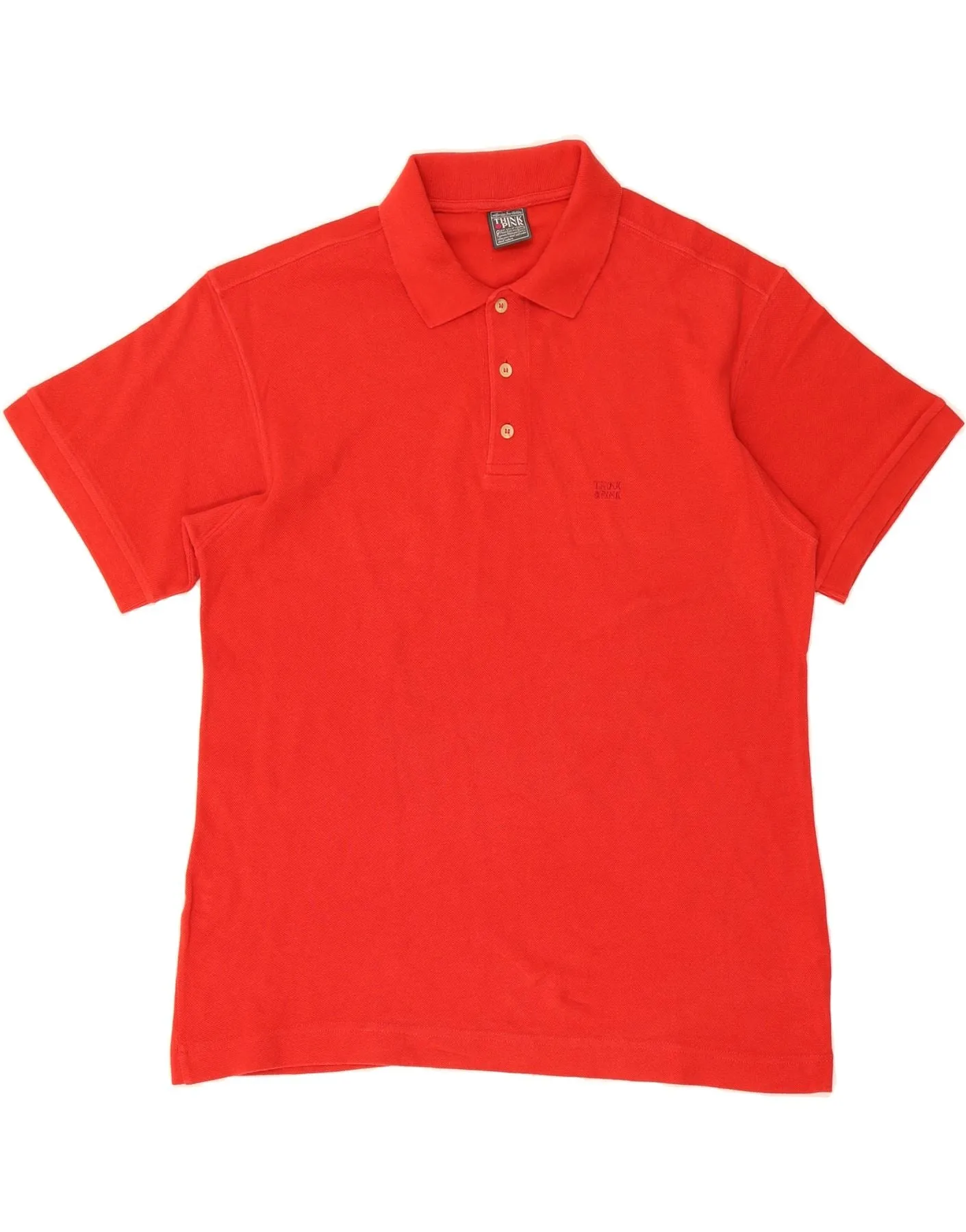 THINK PINK Mens Polo Shirt Large Red Cotton