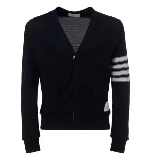 Thom Browne 4-Bar Striped V-Neck Cardigan