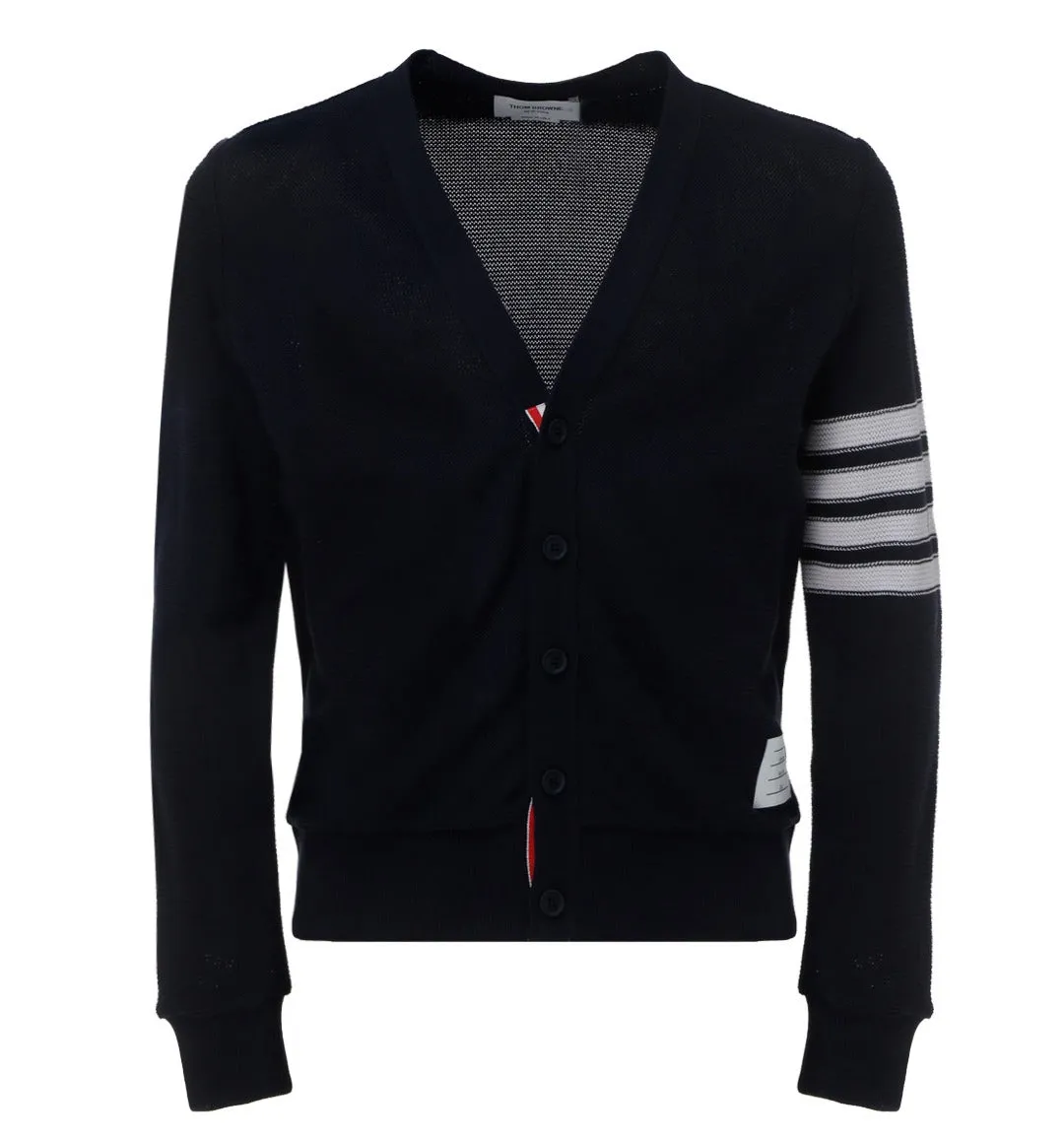 Thom Browne 4-Bar Striped V-Neck Cardigan