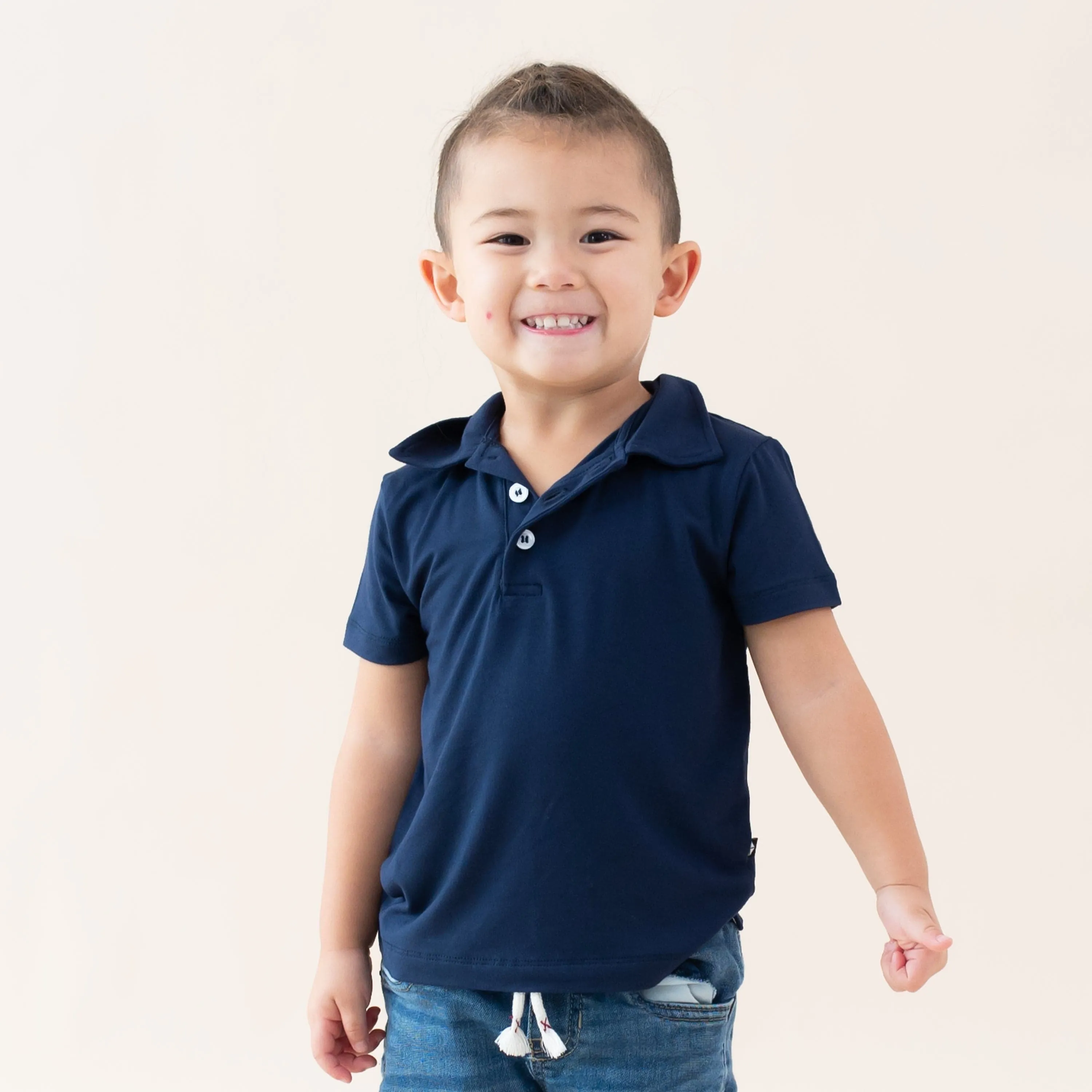 Toddler Short Sleeve Polo in Navy