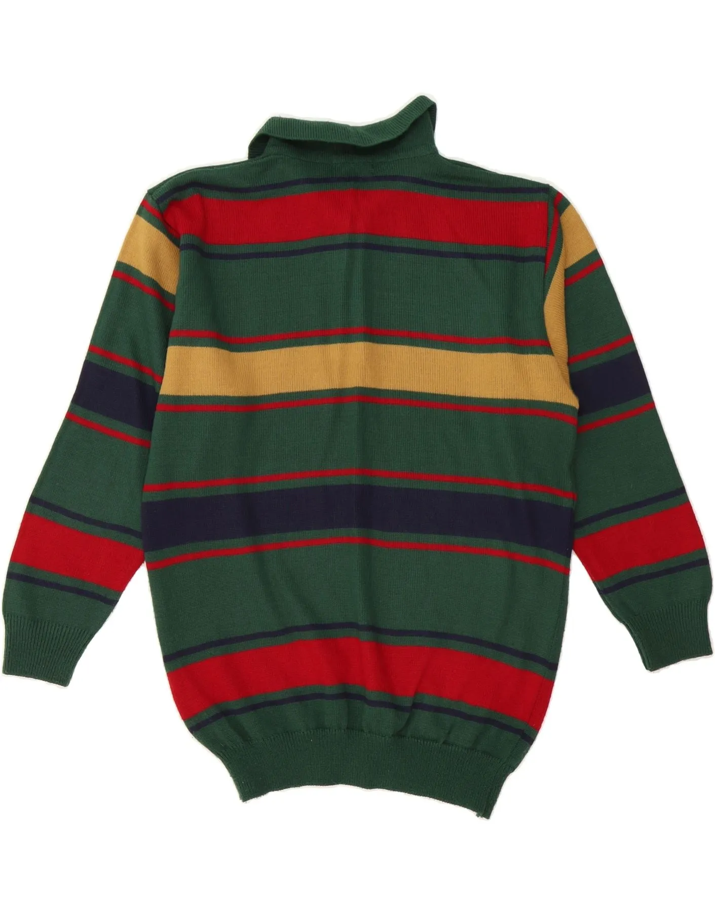 TOM TINO Mens Polo Neck Jumper Sweater UK 44/46 Large Green Striped