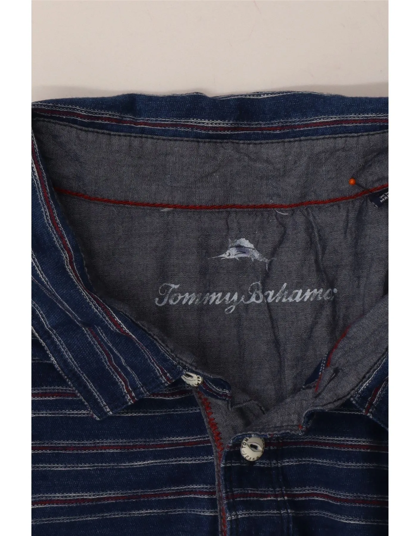 TOMMY BAHAMA Mens Polo Shirt 2XL Navy Blue Striped Cotton