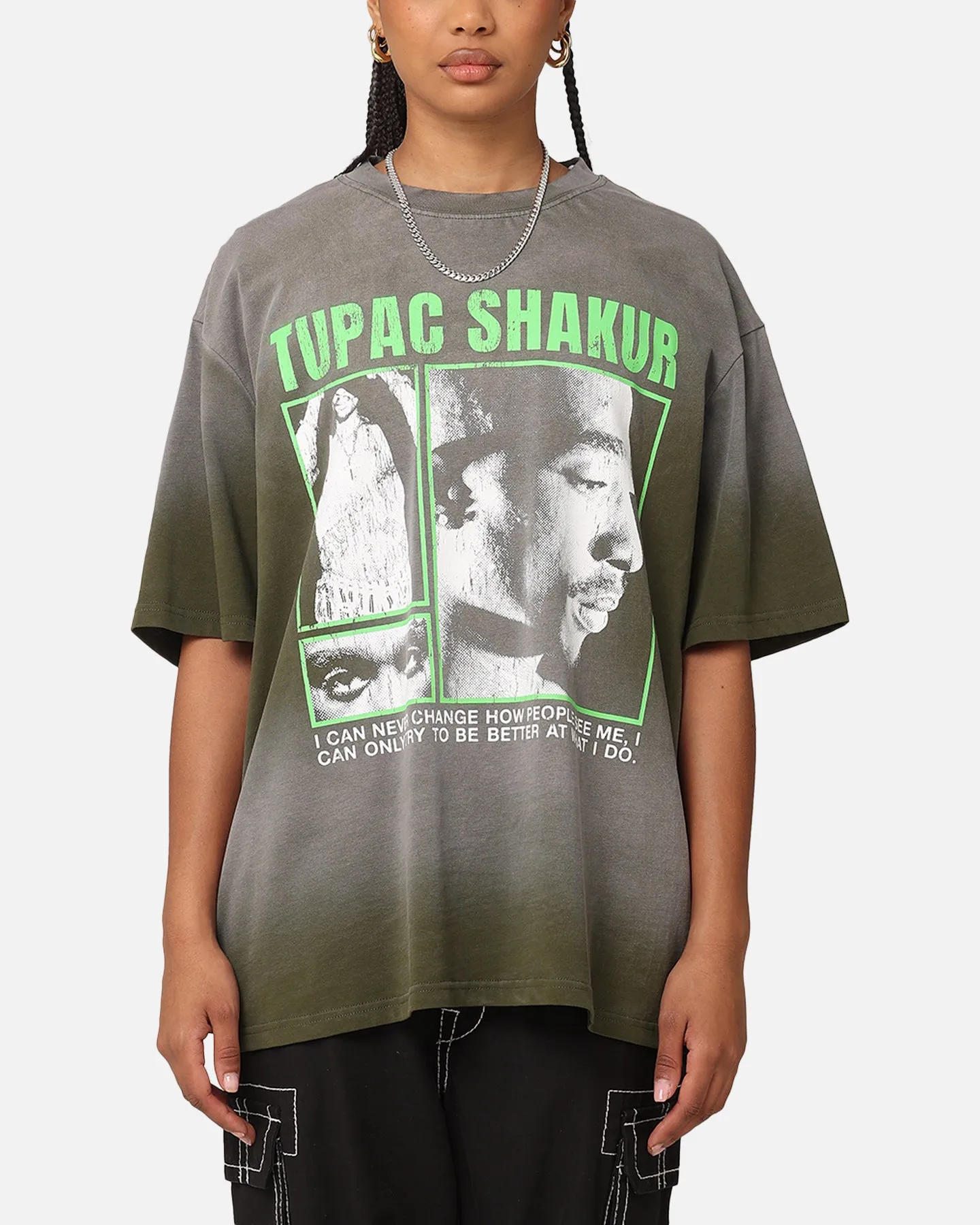 Tupac Never Change Sunfade T-Shirt Vintage Olive