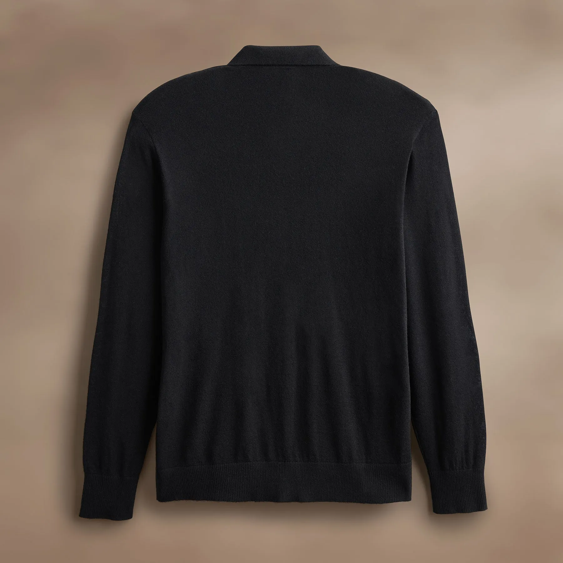 Ultrafine Cashmere Open Polo - Black