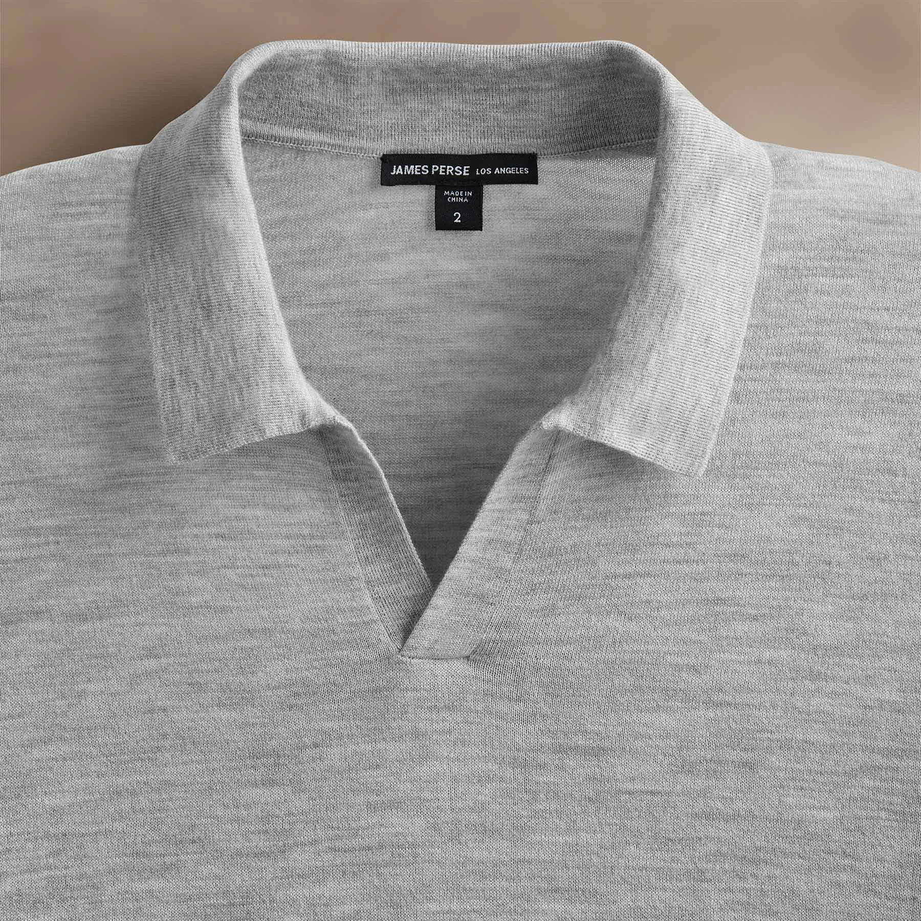 Ultrafine Cashmere Open Polo - Light Heather Grey