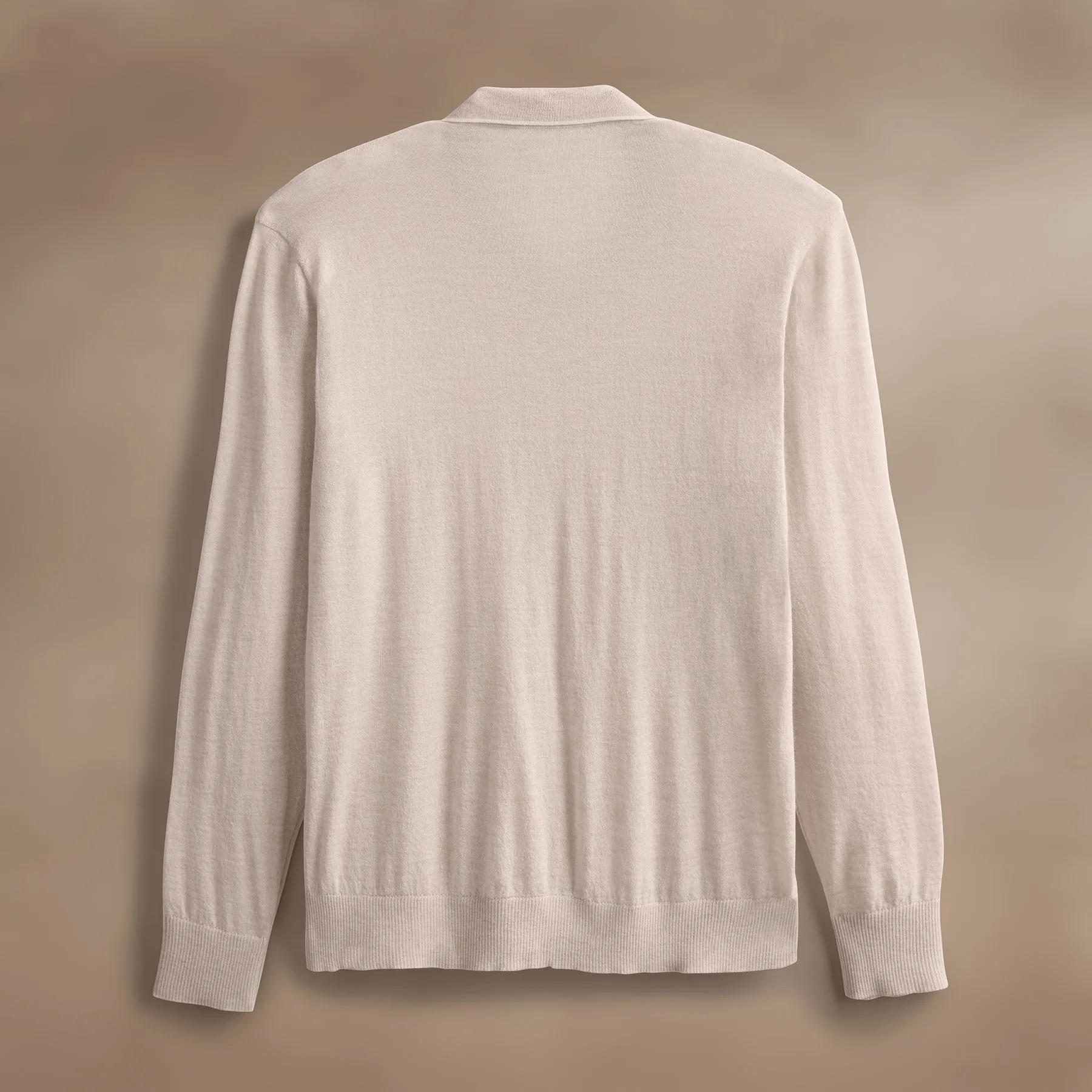 Ultrafine Cashmere Tipped Open Polo - Balsa/Ivory