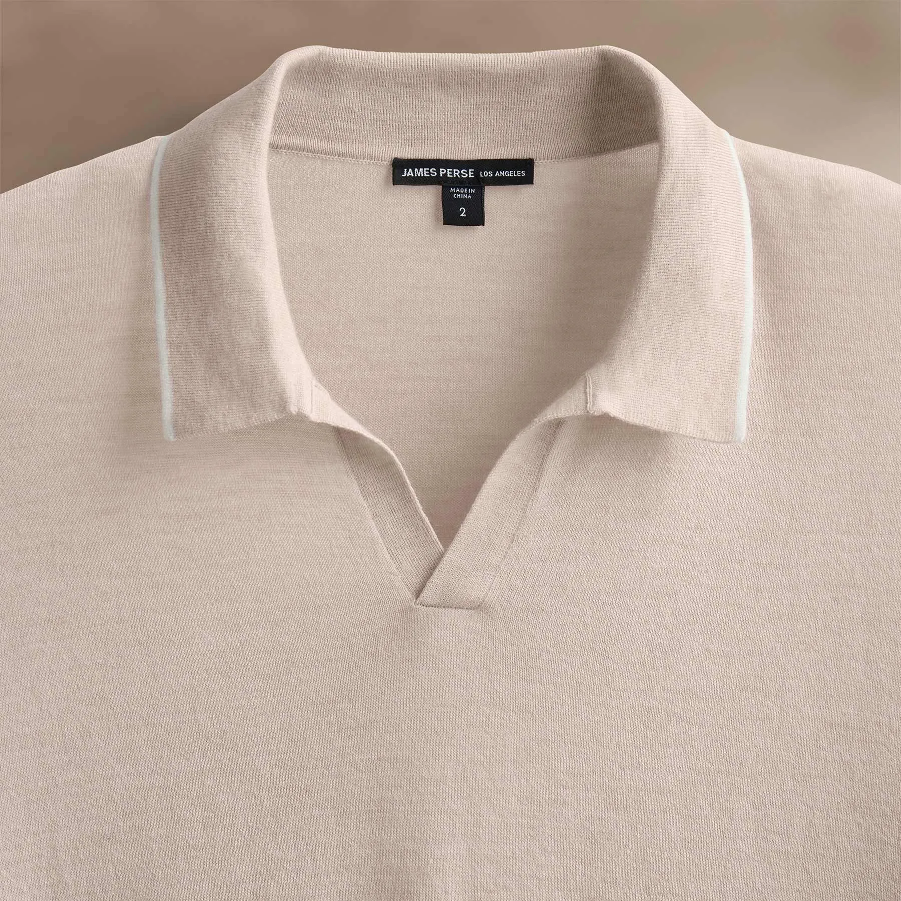 Ultrafine Cashmere Tipped Open Polo - Balsa/Ivory