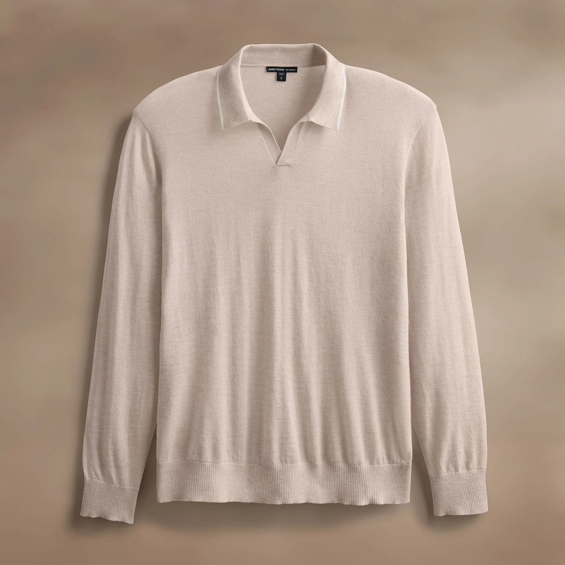 Ultrafine Cashmere Tipped Open Polo - Balsa/Ivory