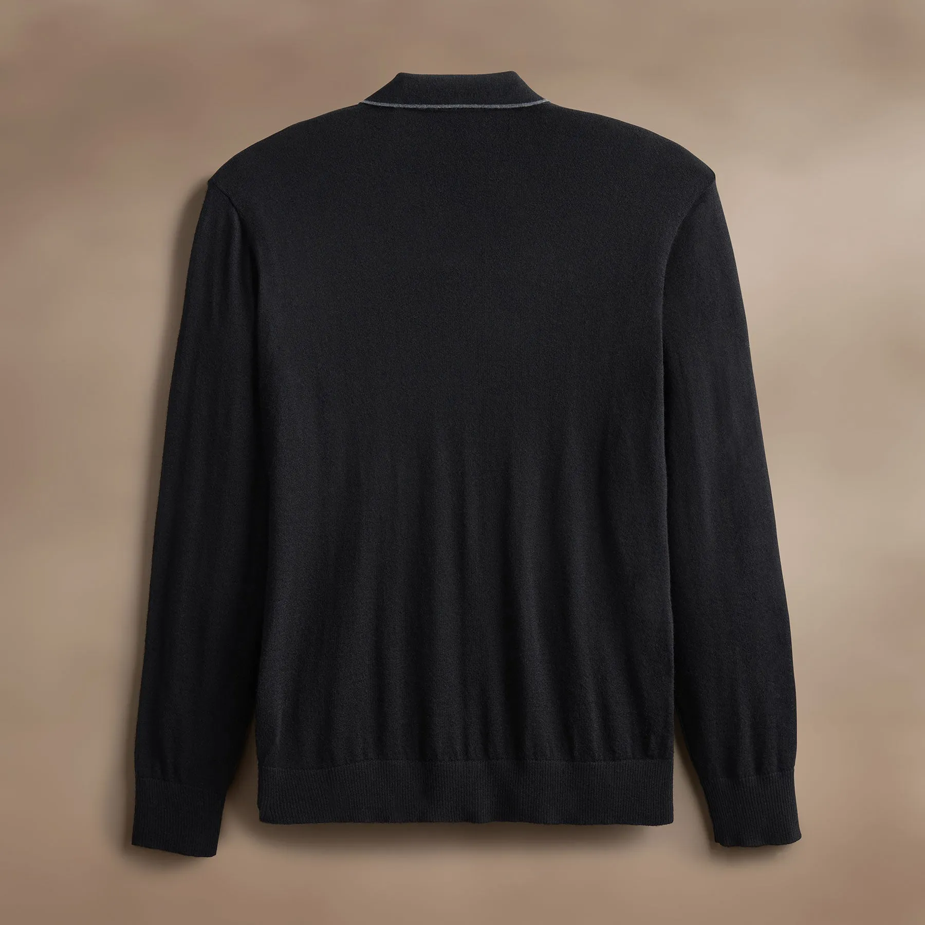 Ultrafine Cashmere Tipped Open Polo - Black/Charcoal