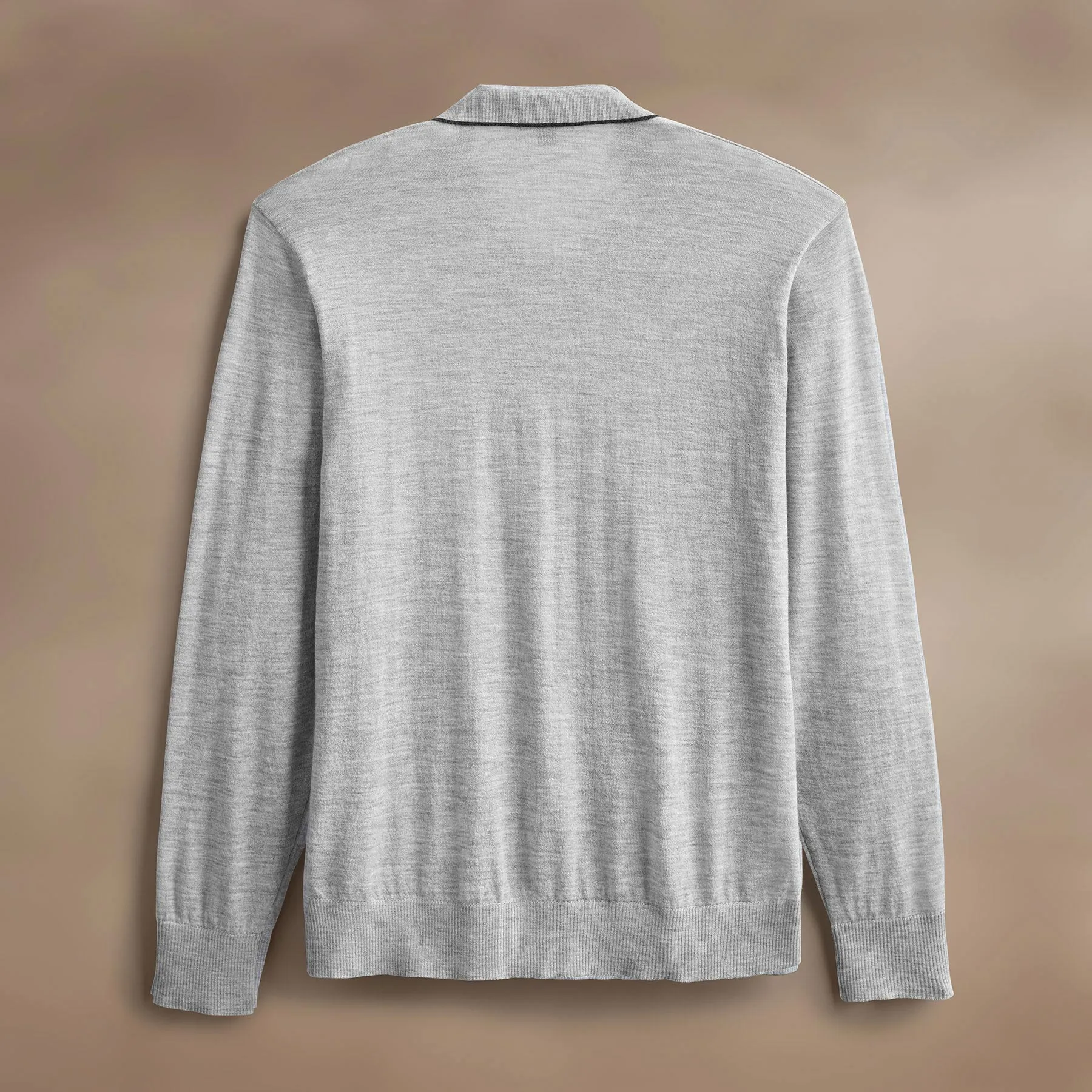 Ultrafine Cashmere Tipped Open Polo - Light Heather Grey/Coal