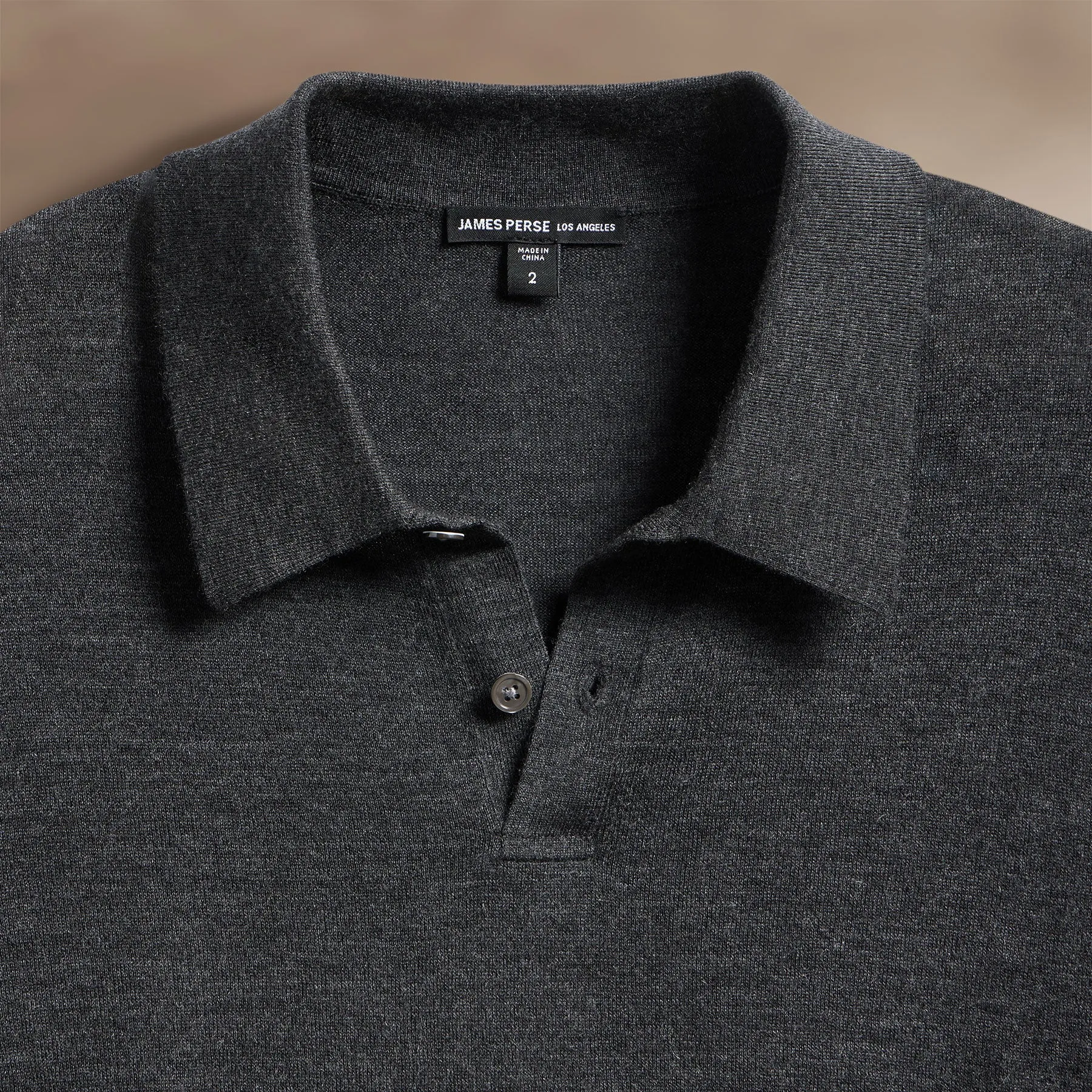 Ultrafine Cashmere Tipped Polo - Coal/Light Heather Grey