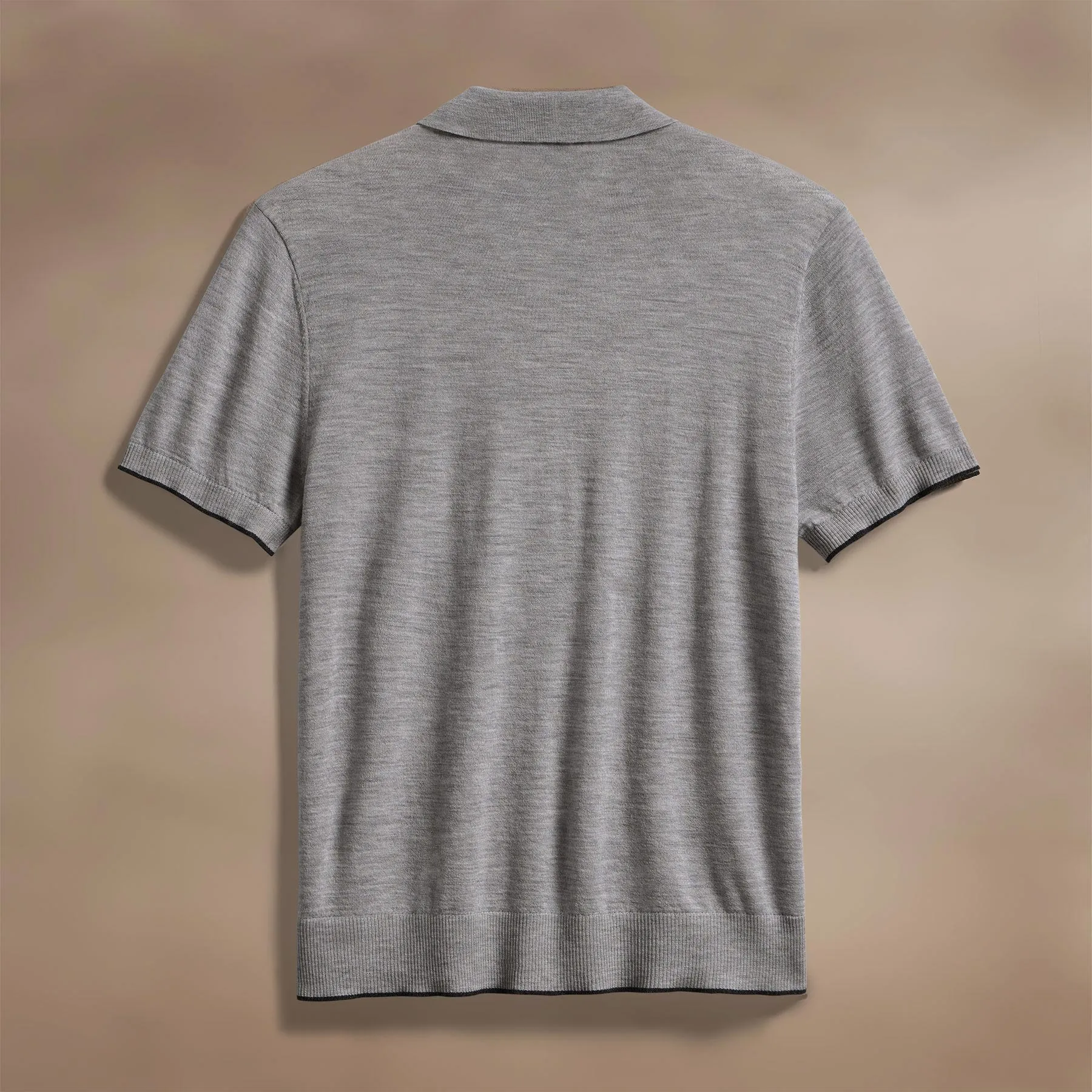 Ultrafine Cashmere Tipped Polo - Light Heather Grey/Coal