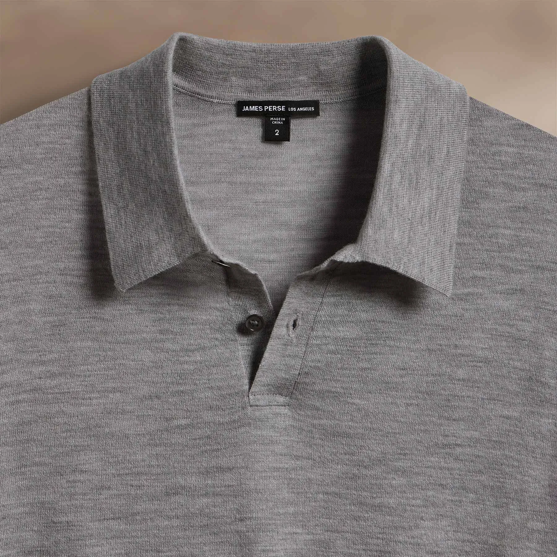 Ultrafine Cashmere Tipped Polo - Light Heather Grey/Coal