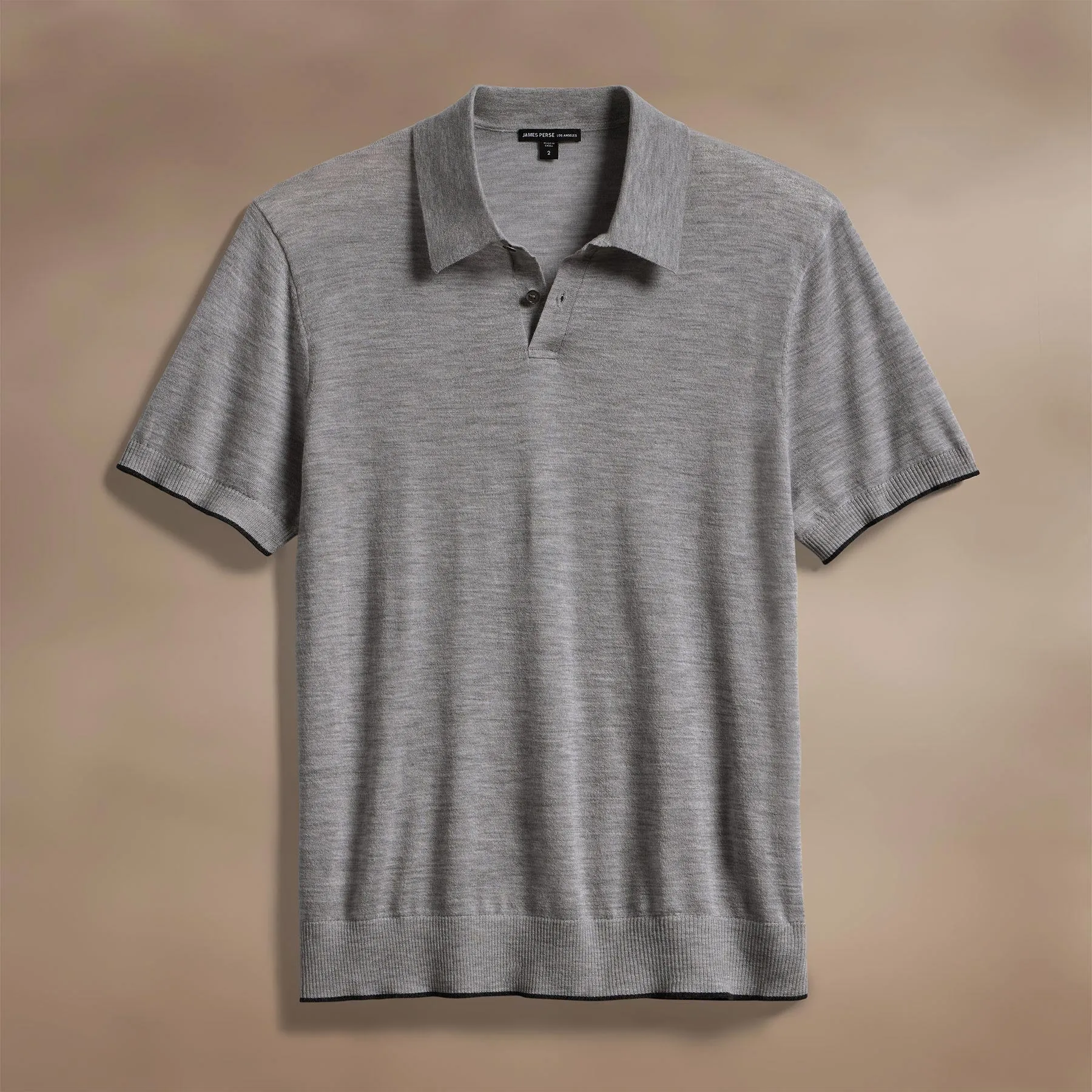 Ultrafine Cashmere Tipped Polo - Light Heather Grey/Coal