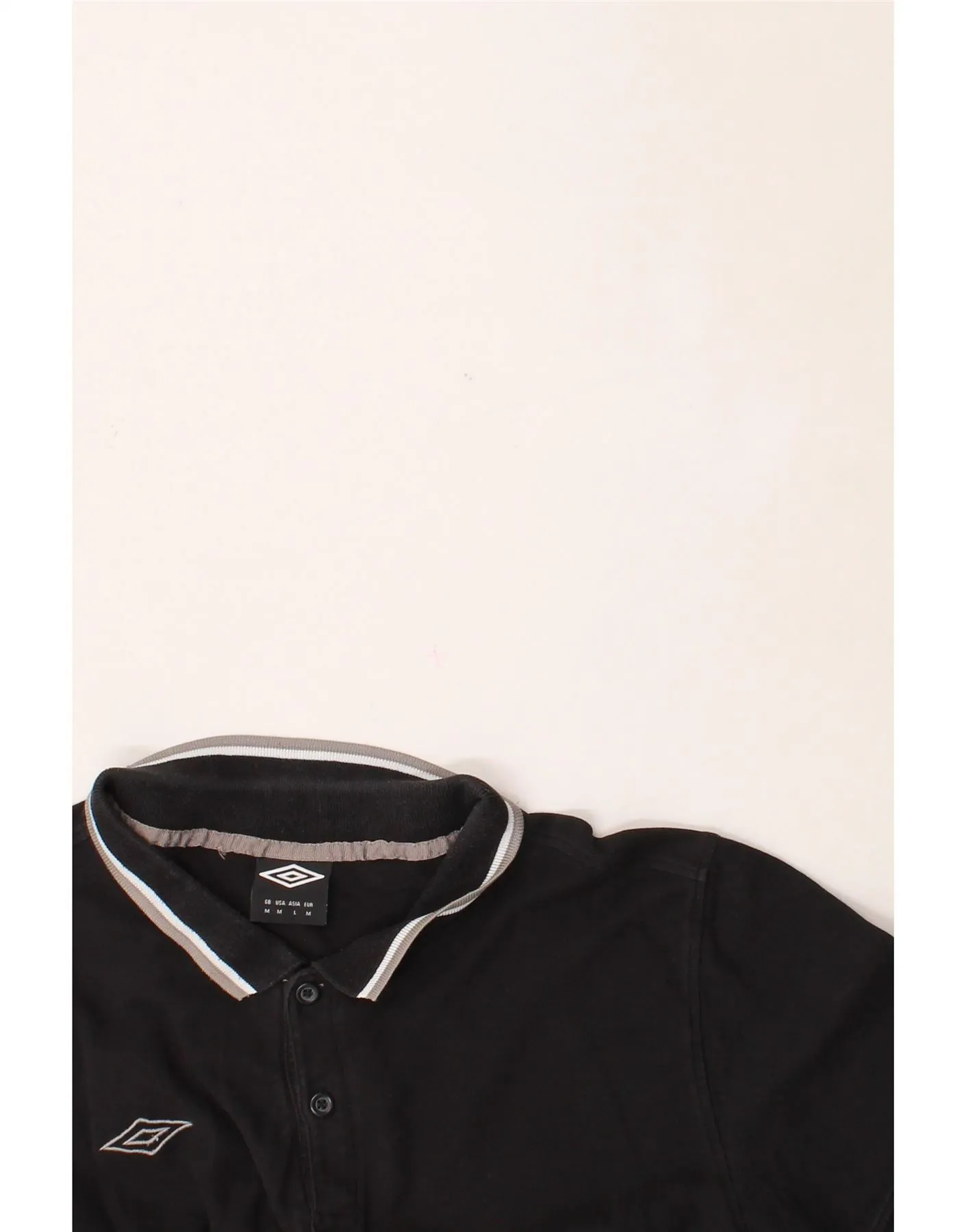 UMBRO Mens Polo Shirt Medium Black Cotton