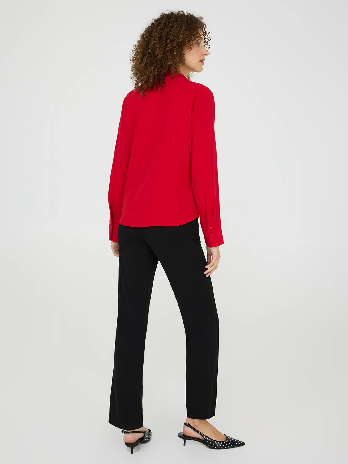 V-Neck Button-Front Blouse
