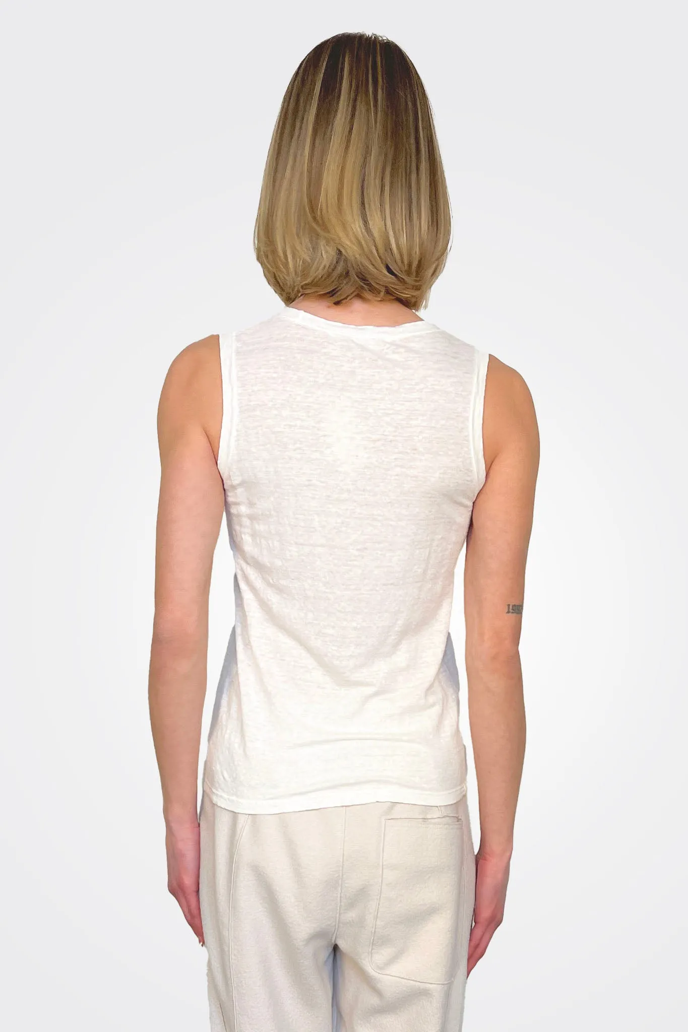 V Neck Tank - White