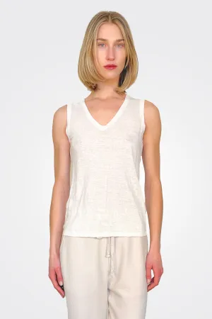 V Neck Tank - White