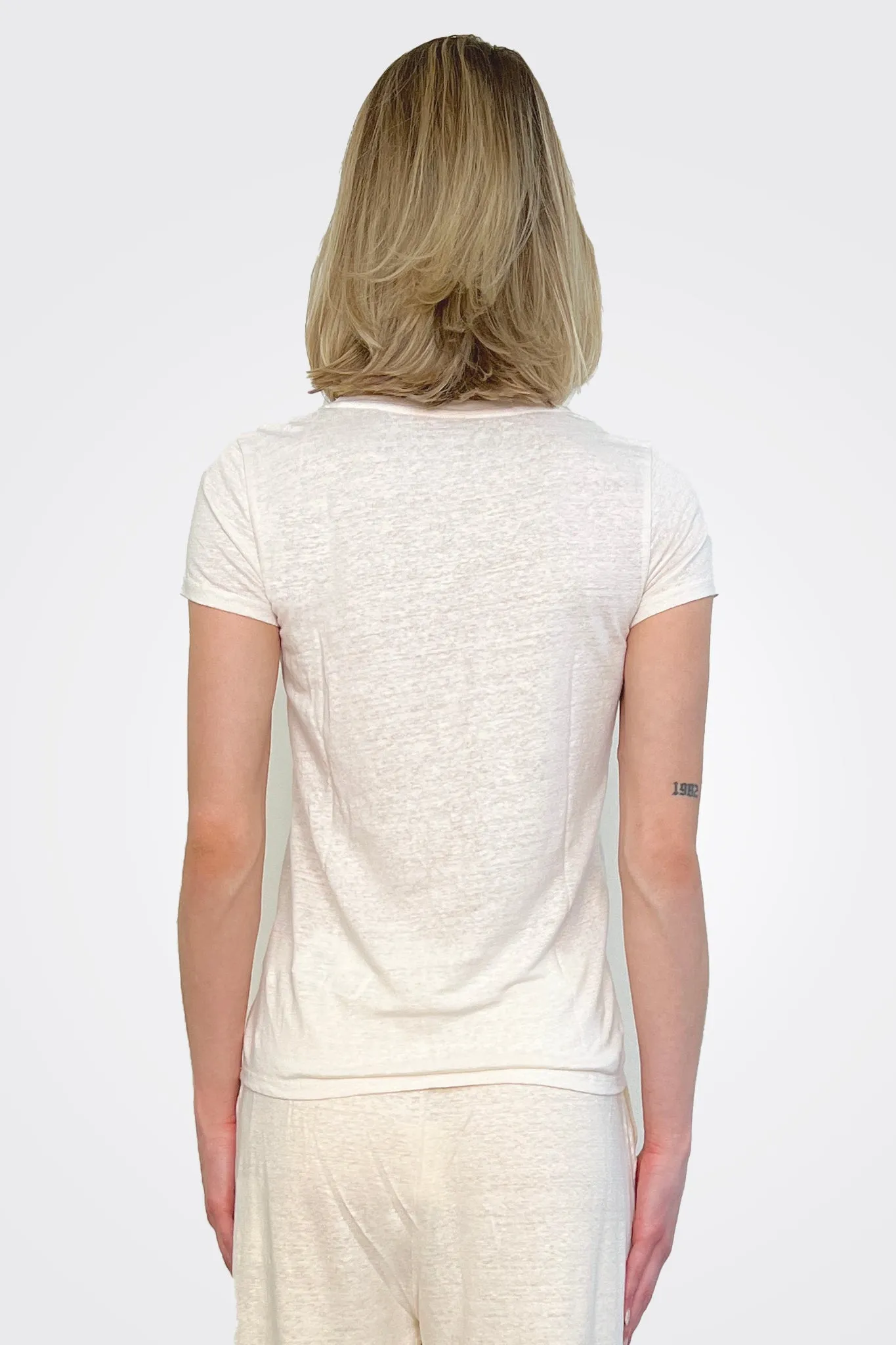 V Neck Tee - Cream