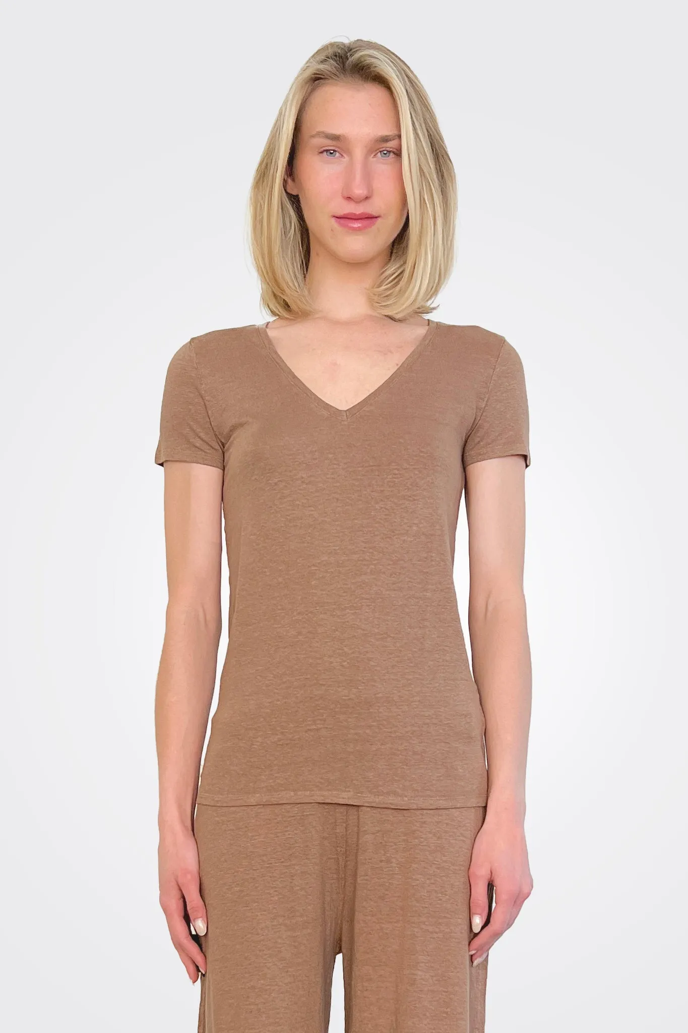 V Neck Tee - Mocha