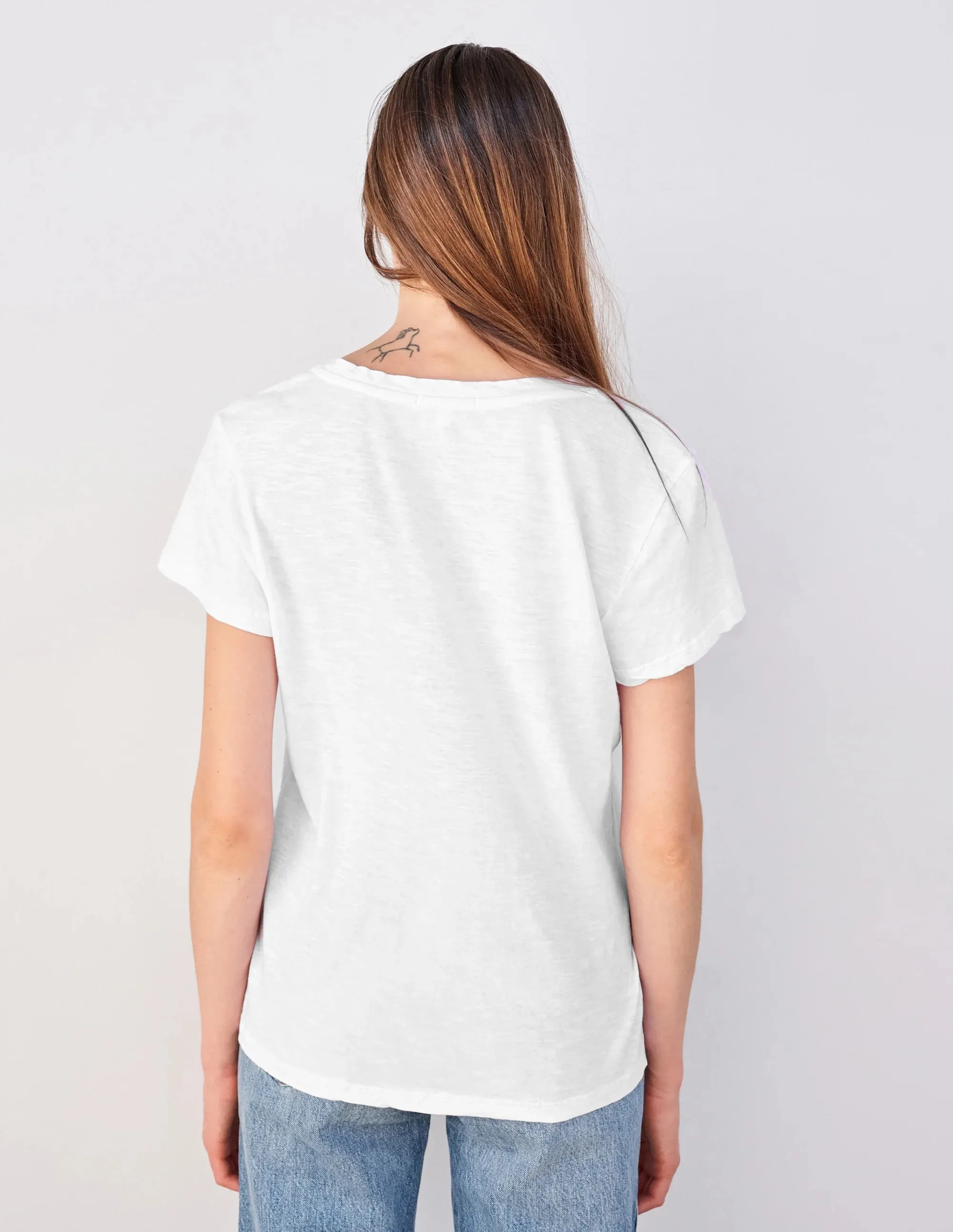 V Neck Tee - White