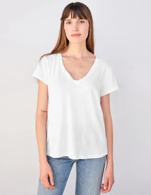 V Neck Tee - White