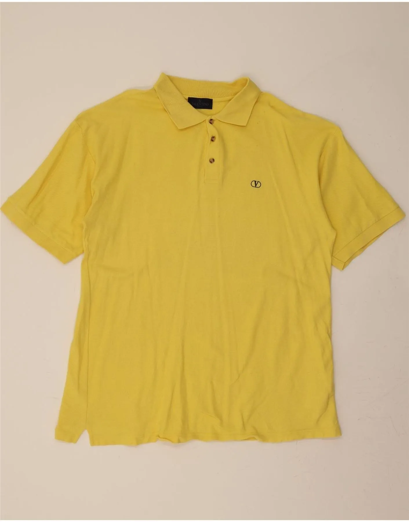 VALENTINO Mens Polo Shirt Large Yellow Cotton
