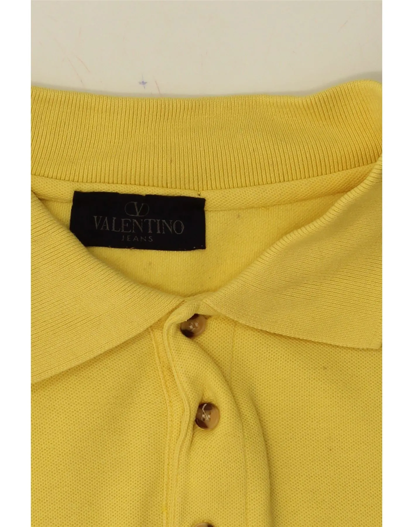 VALENTINO Mens Polo Shirt Large Yellow Cotton