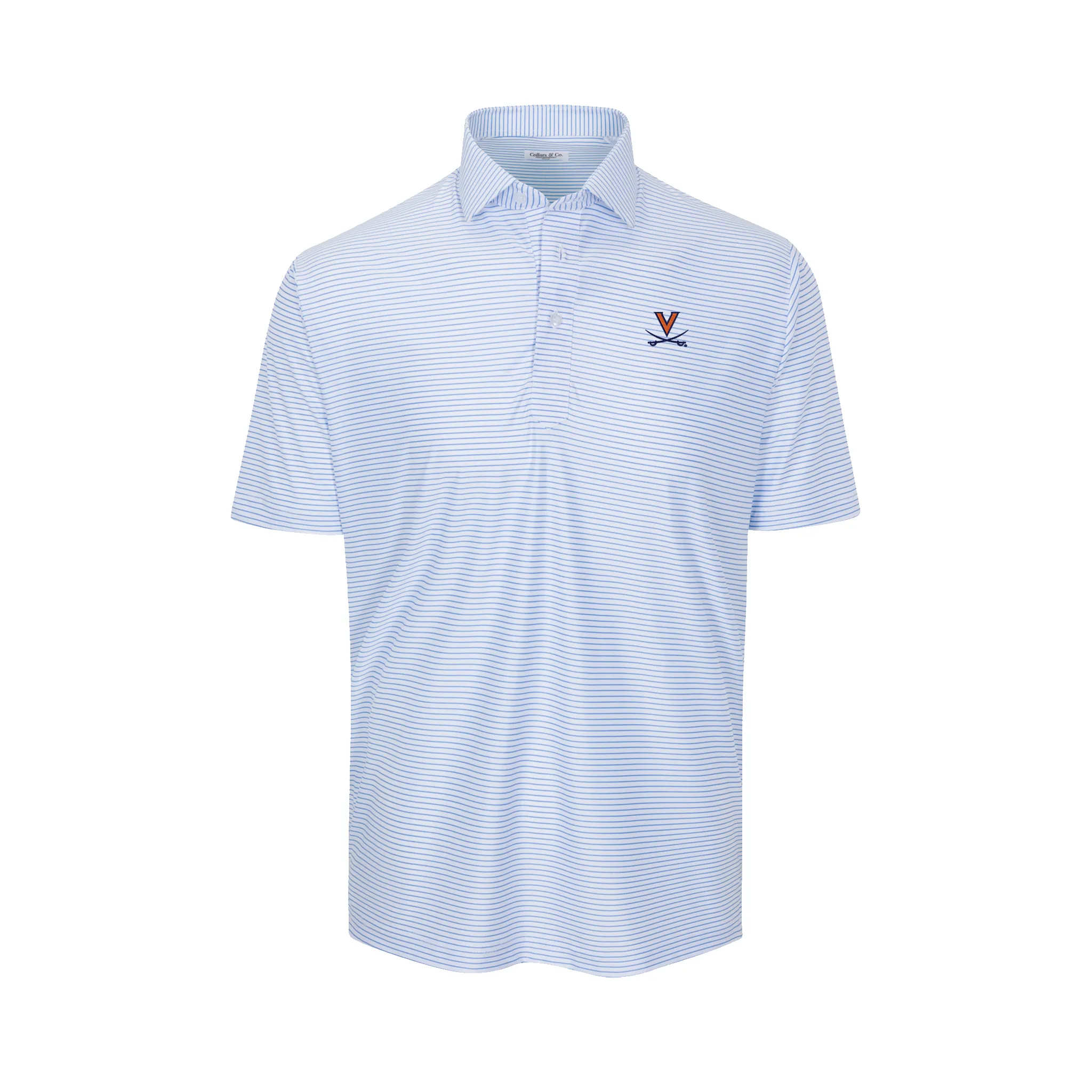 Virginia Featherweight Flex Polo Camden White with Blue Stripe