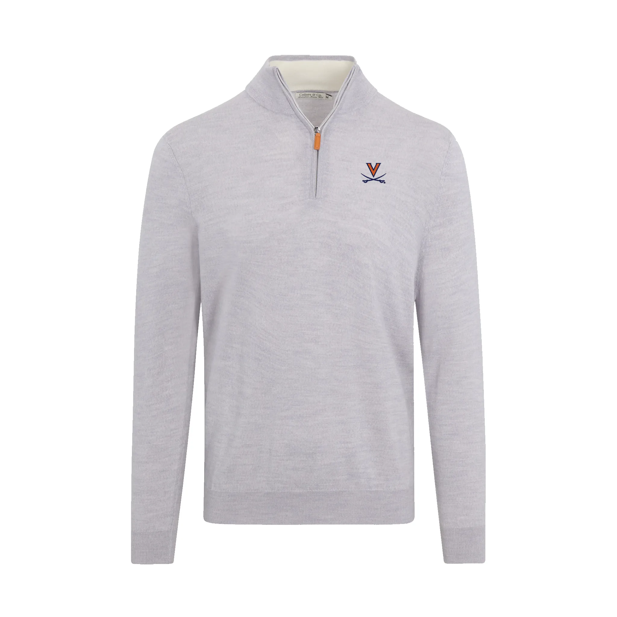 Virginia Light Grey Melange Cashmere Touch Australian Merino Quarter Zip Sweater