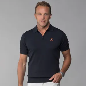Virginia Maranello Cotton & Silk Three Button Polo Black